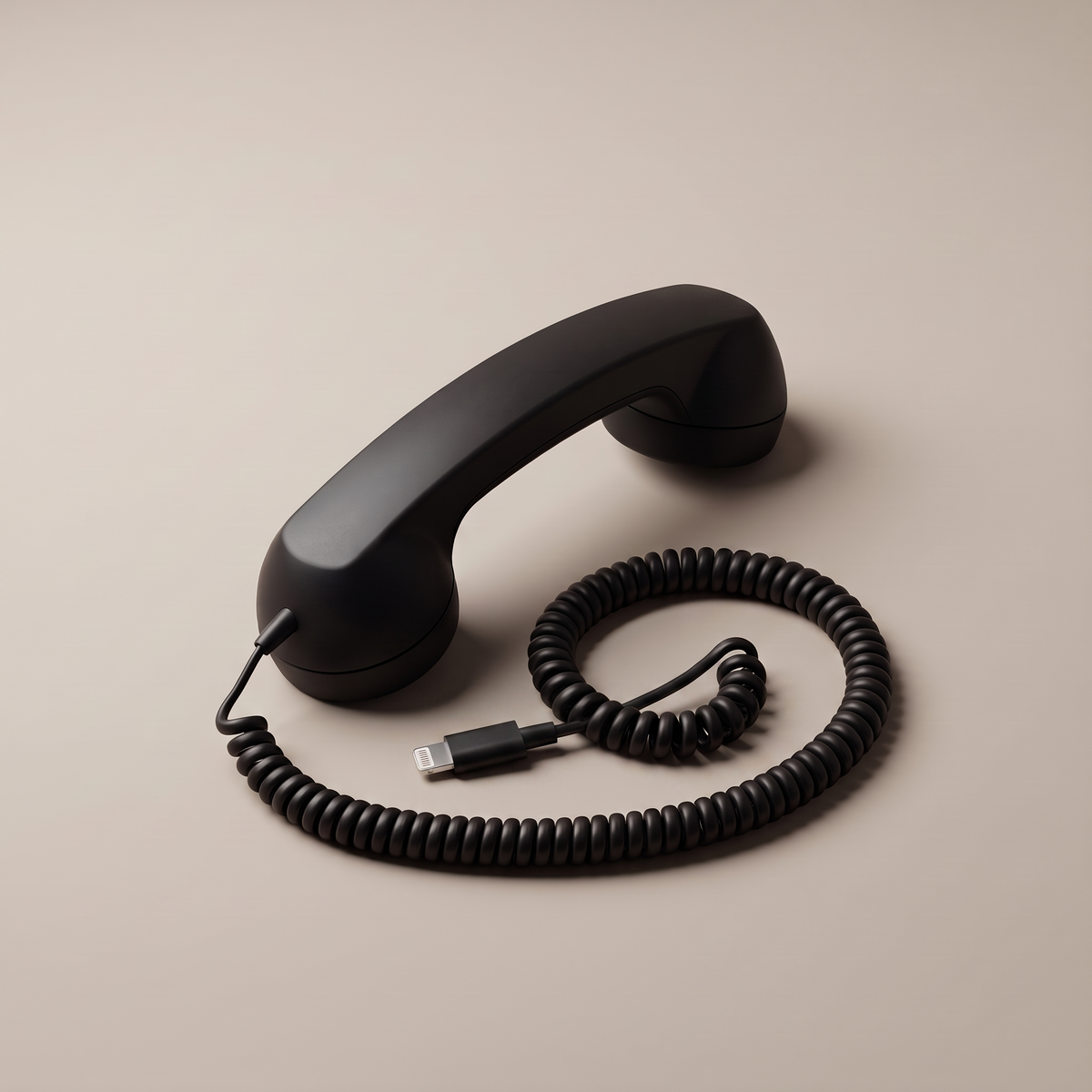 Ring Me handset in black with a Lightning connector