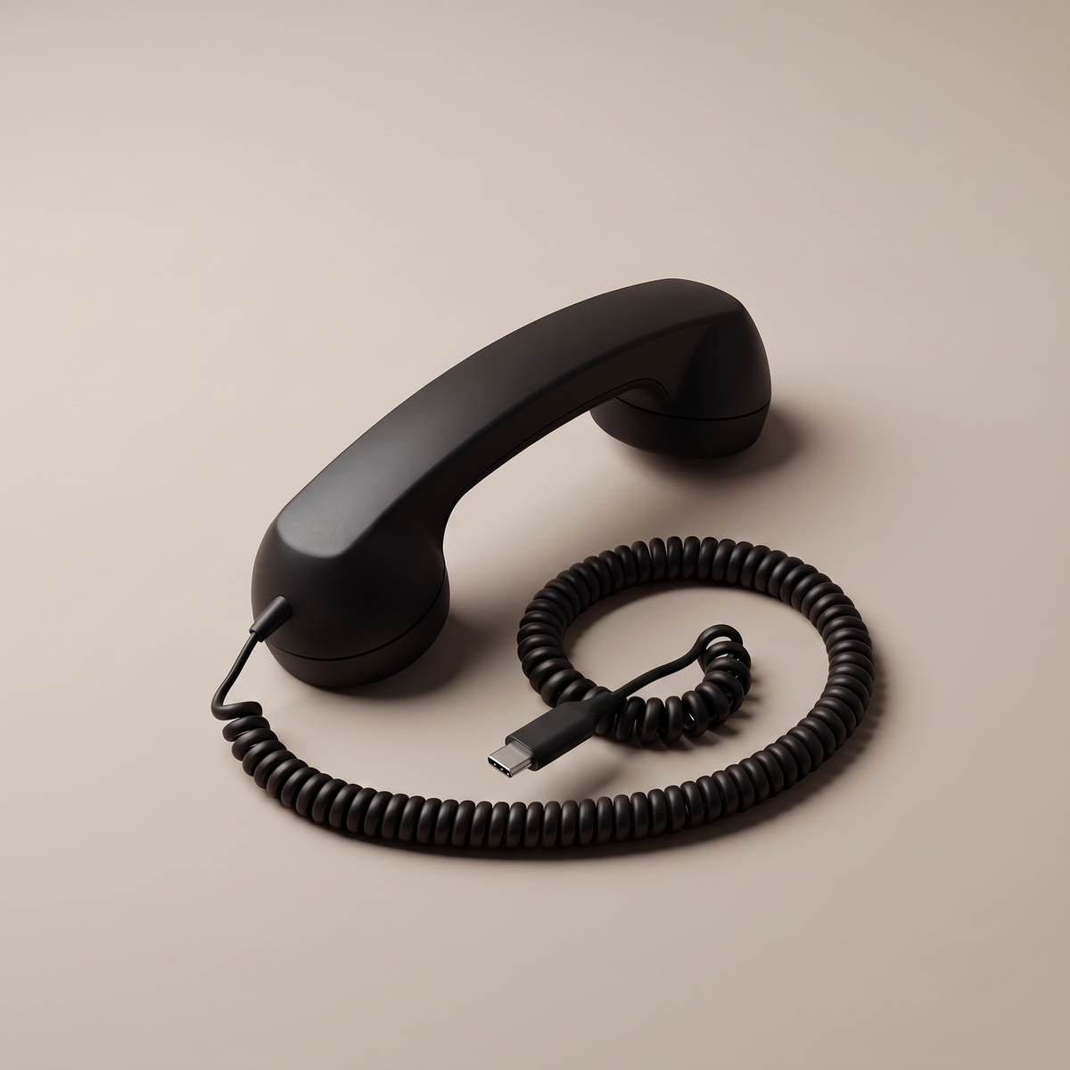 Ring Me handset in black with a USB-C connector