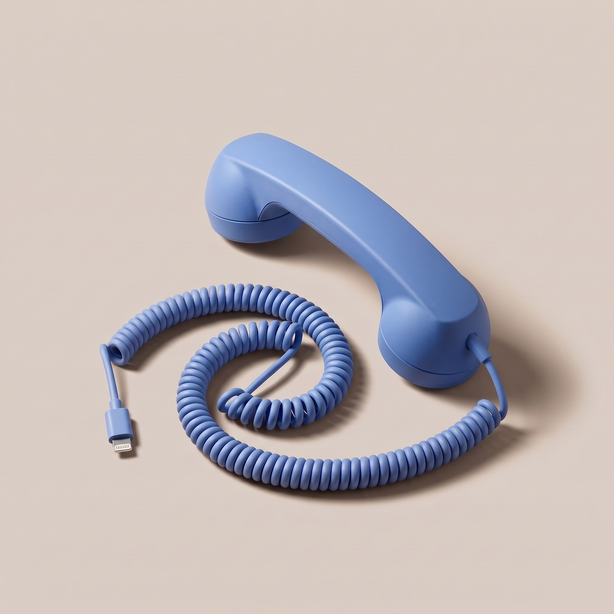 Ring Me handset in blue with a Lightning connector