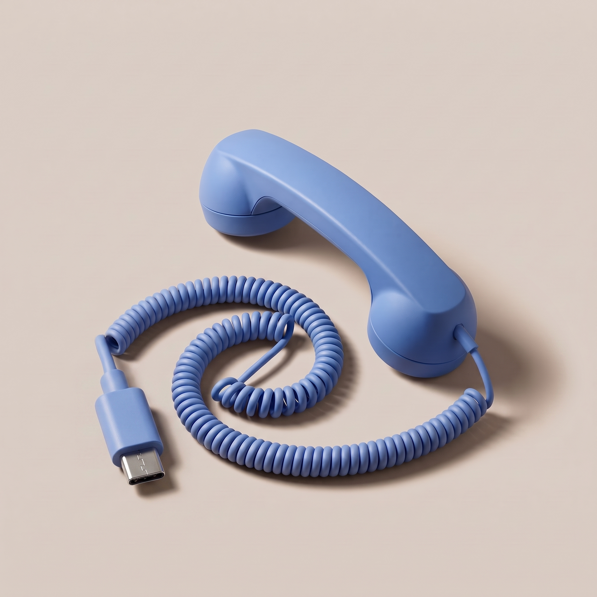 Ring Me handset in blue with a USB-C connector
