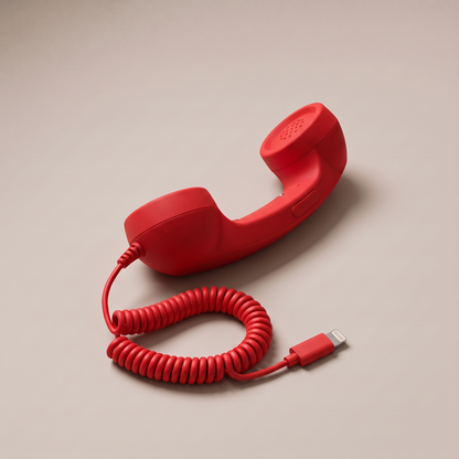Ring Me handset in red with a Lightning connector