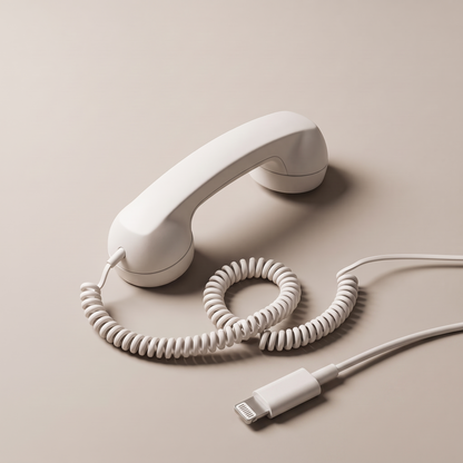 Ring Me handset in white with a Lightning connector